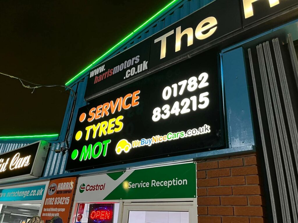 Illuminated tray signs - design, fabrication and install from Engage Creative, l Stoke on Trent