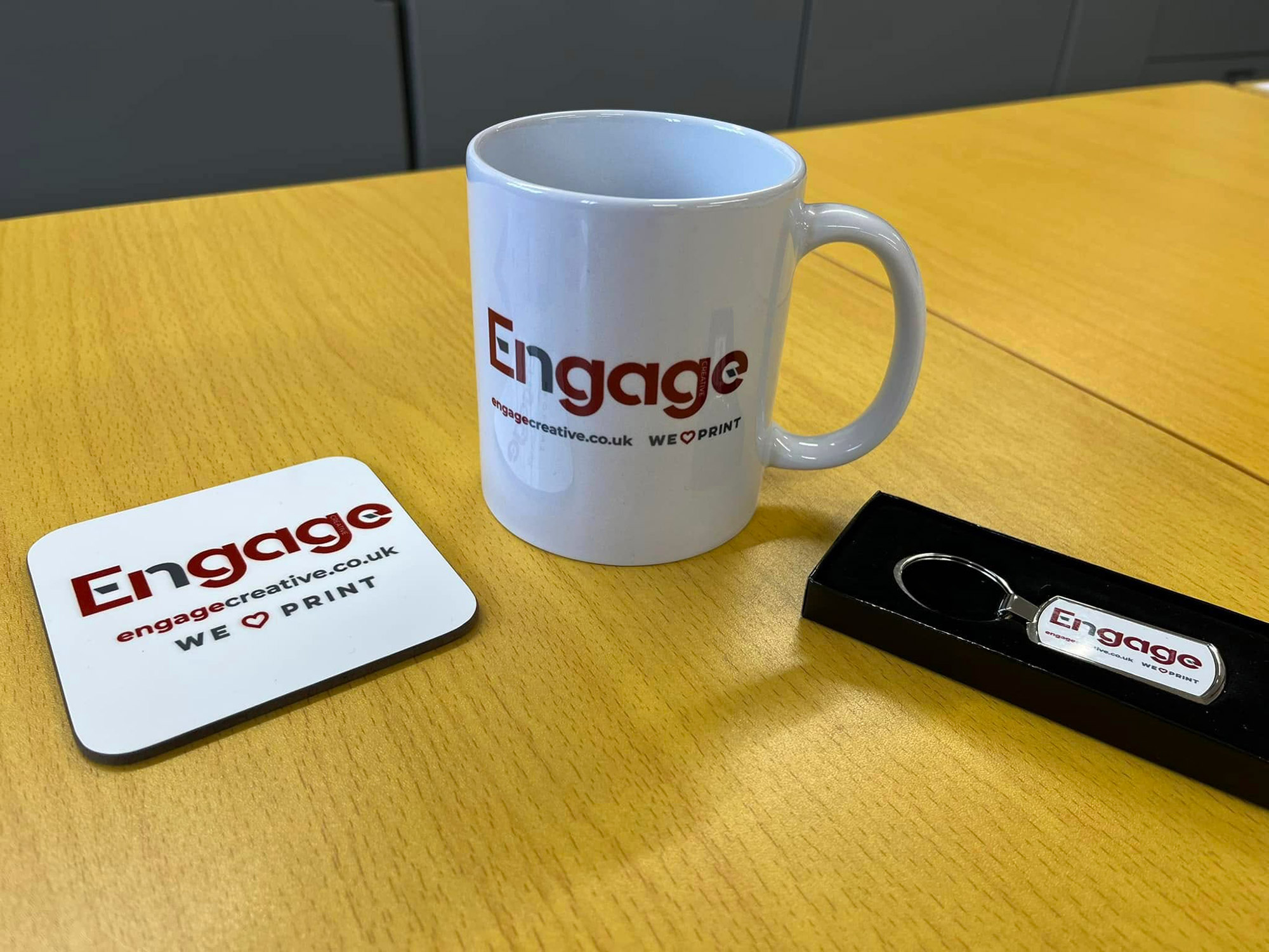 Branded Mugs, Coasters and Keyrings