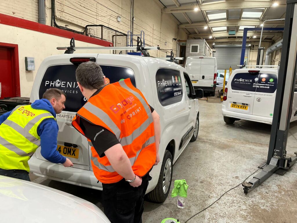 Vehicle Livery fleet design and install Peugeot Renault Vauxhall by Engage Creative, l Stoke on Trent
