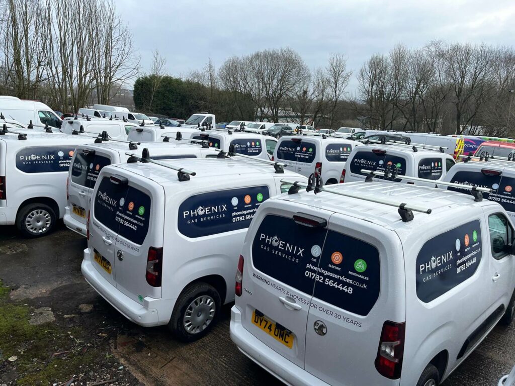 Vehicle Livery fleet design and install Peugeot Renault Vauxhall by Engage Creative, l Stoke on Trent