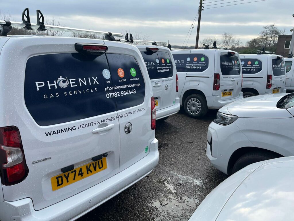 Vehicle Livery fleet design and install Peugeot Renault Vauxhall by Engage Creative, l Stoke on Trent