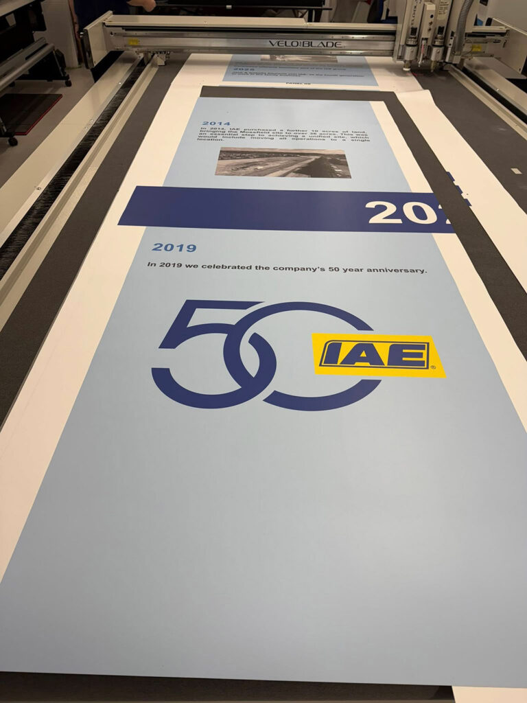 IAE Timeline Wall Graphic in Production - Engage Creative - Stoke-on-Trent