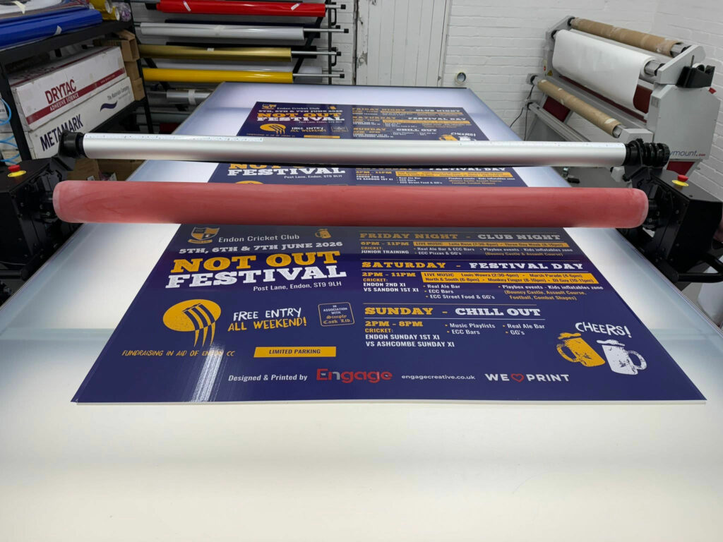 Signage creation on finishing table - Engage Creative | Stoke-on-Trent